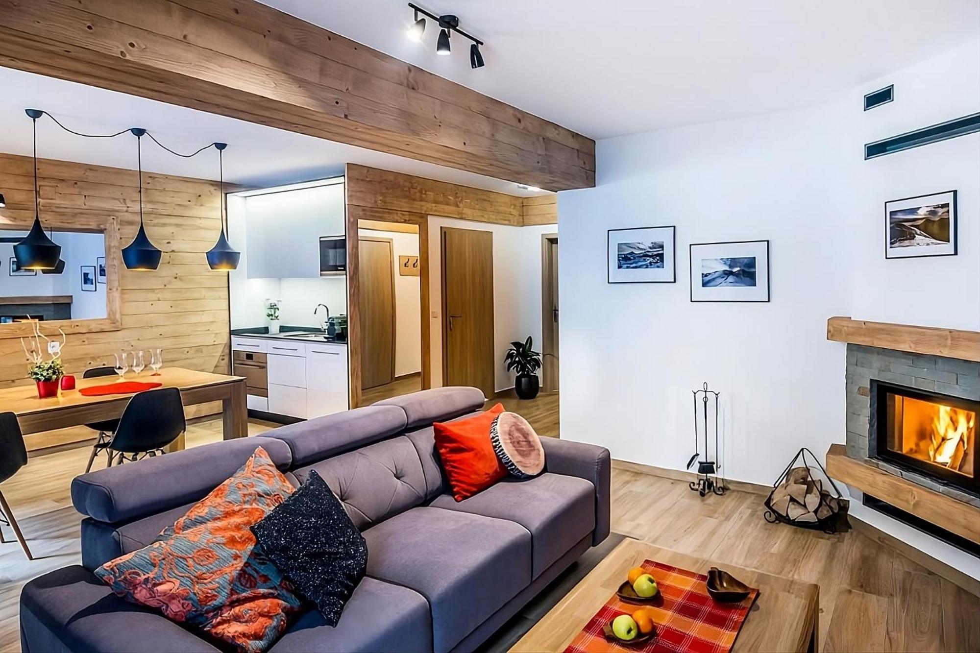 One-Bedroom Comfort Apartment Fireplace air conditioning